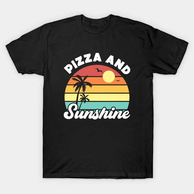 Pizza and Sunshine Vintage Sunset Summer Beach Food T-Shirt by Luluca Shirts